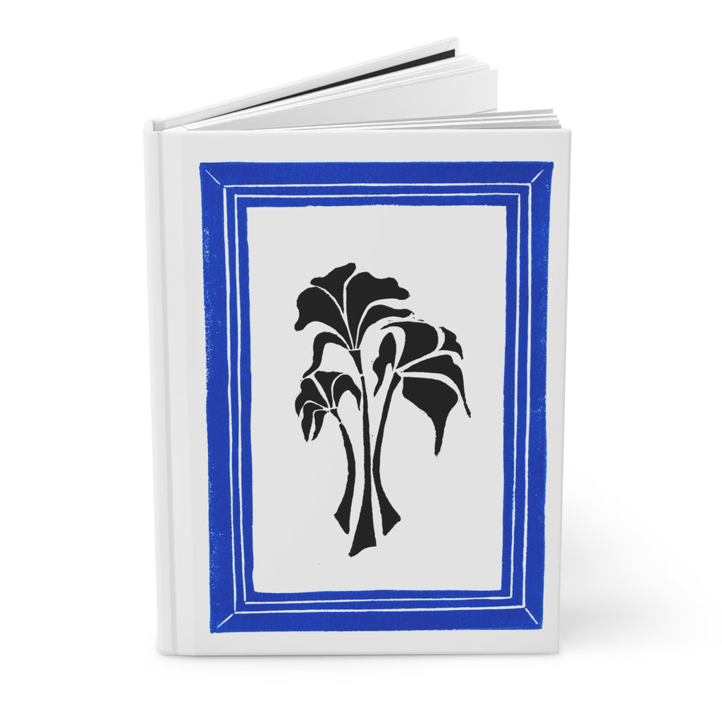 Blue Framed Flower: Hand-Carved Linocut Design Matte Hardcover