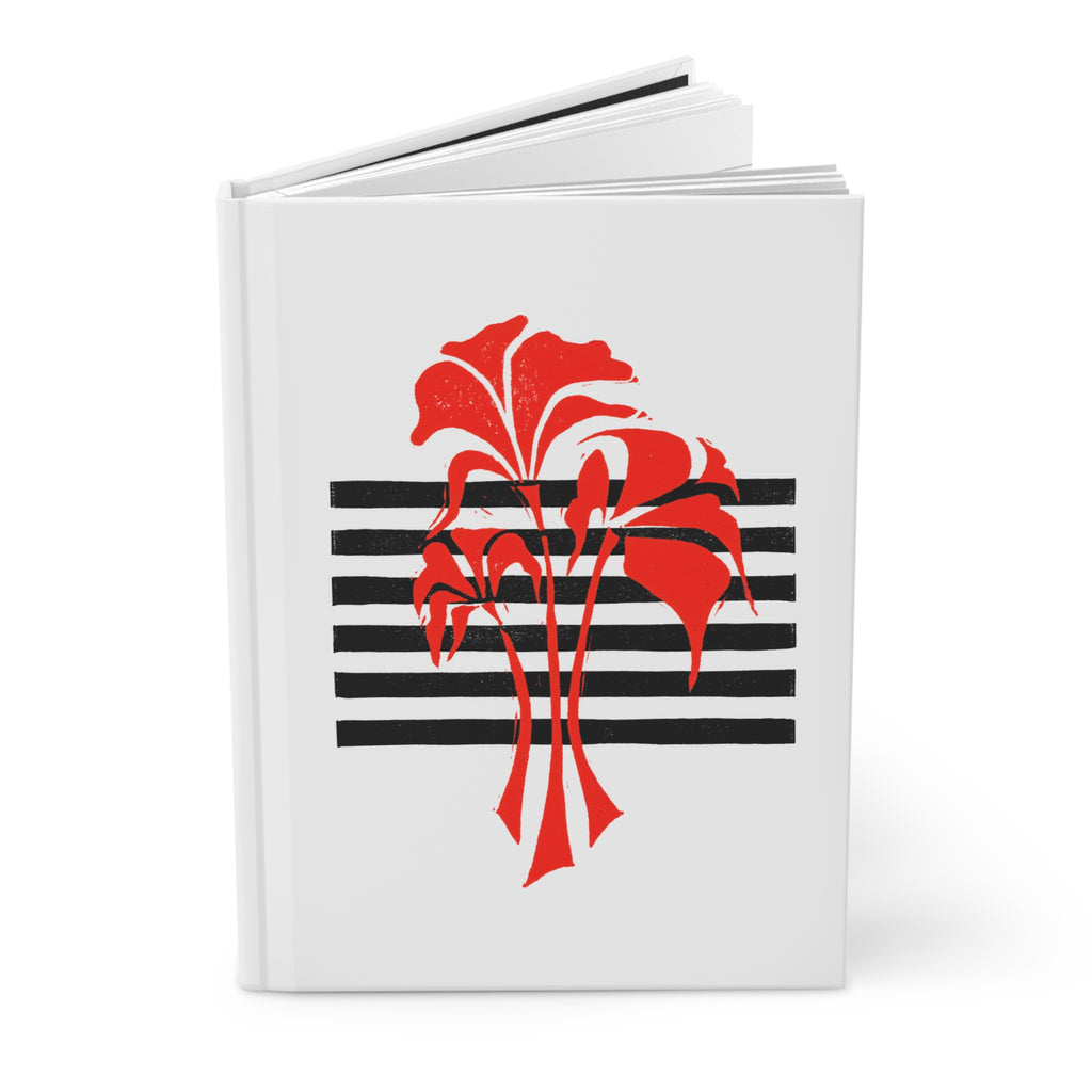 Red and Black Floral Journal: Hand-Carved Linocut Design Matte Hardcover