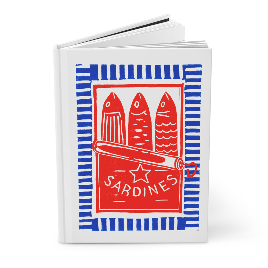 Sardines Journal: Hand-Carved Linocut Design Matte Hardcover